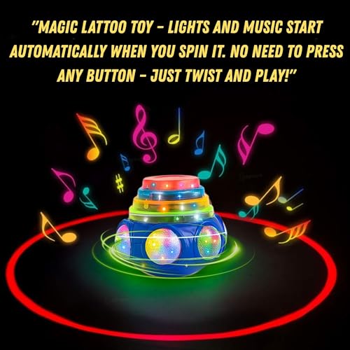 Image of GRAPHENE Spinning Top Gyro Magic Lattoo Toy Flashing Plastic Magic Spinner with LED Lights Music Attractive Toy Non-Toxic Safe Fidget Spinning Top Laser Toys for Kids 2-5 Years Beyblade