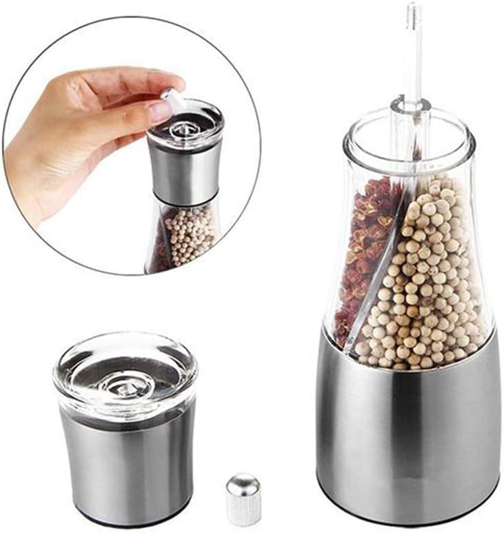 Salt and Pepper Grinder Set 2 in 1 Stainless Steel Manual Dual Salt & Pepper Shakers Spices Mill Kitchen Cooking Tools Spice