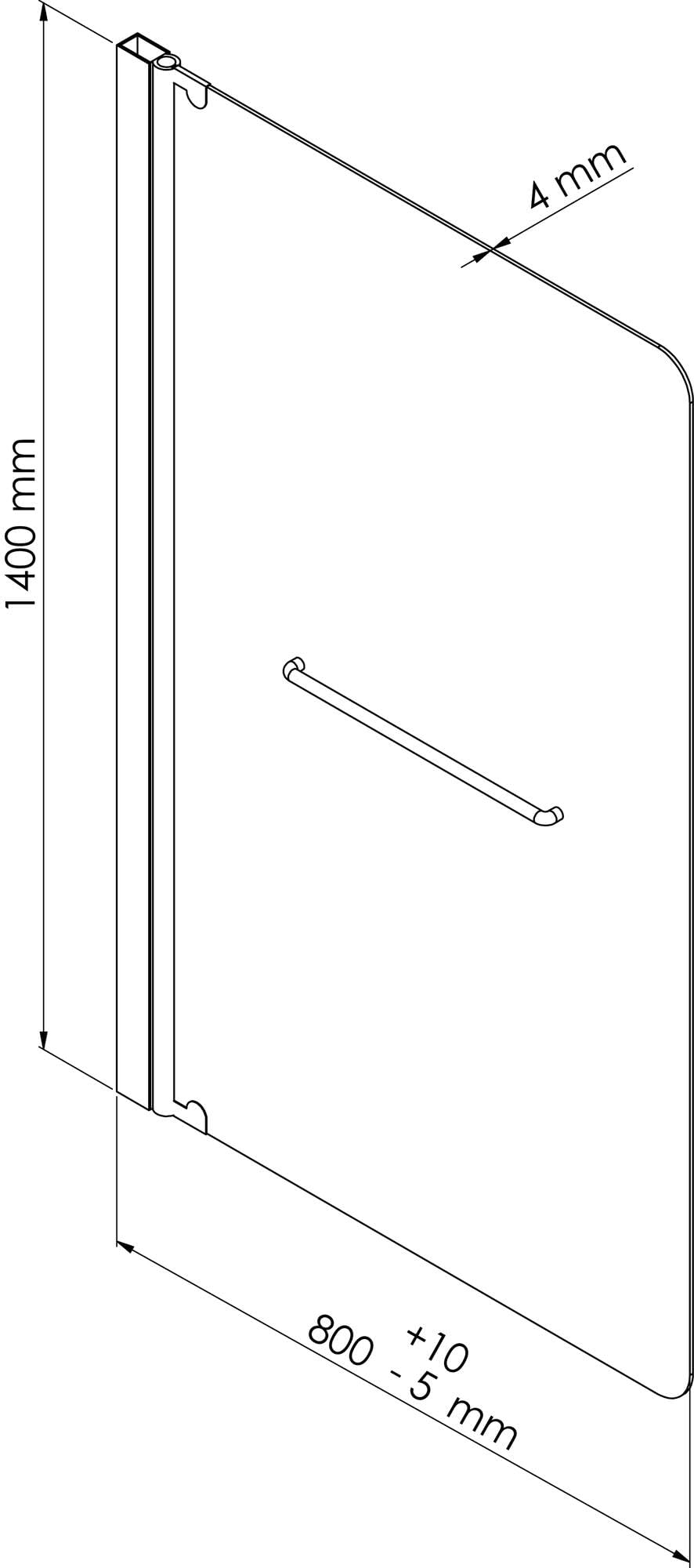 Mampara SANDRA, Vidrio Templado, Reversible, 80 x 140 cm, Cromado