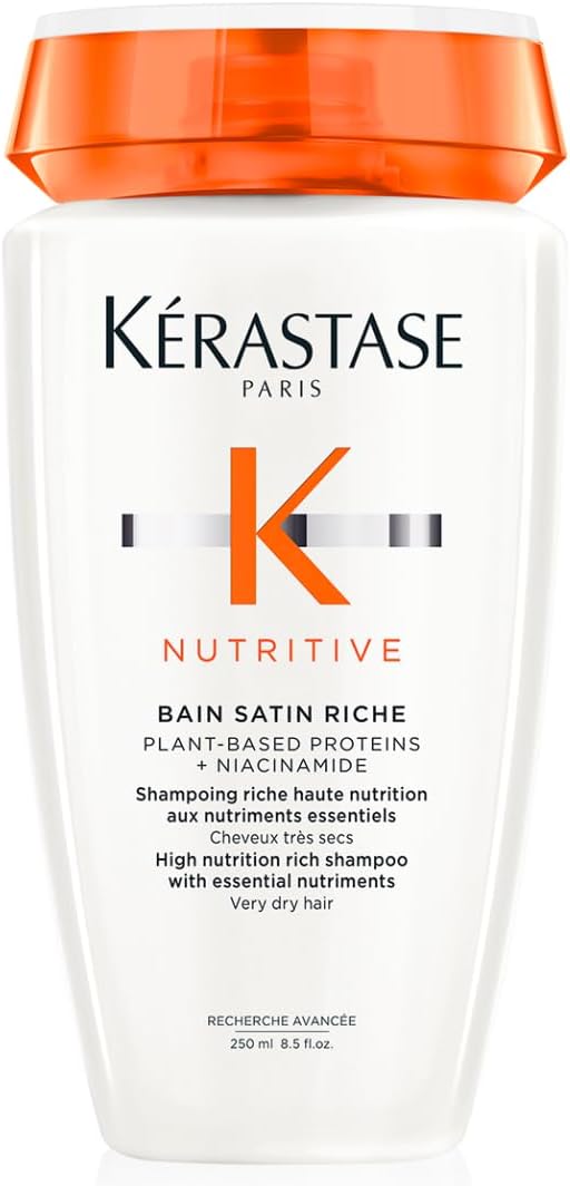Nutritive Bain Satin Riche Shampoo | Cleanses & Deeply Replenishes Moisture | With Plant-Based Proteins & Niacinamide | For Medium to Thick to Dry Hair