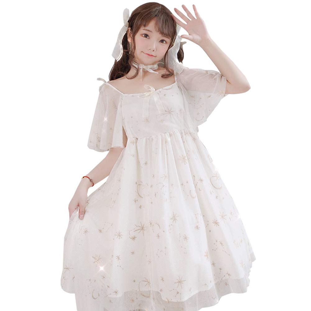 Amazon.co.jp: ロリータ服 レディース 星 プリント ワンピース 半袖