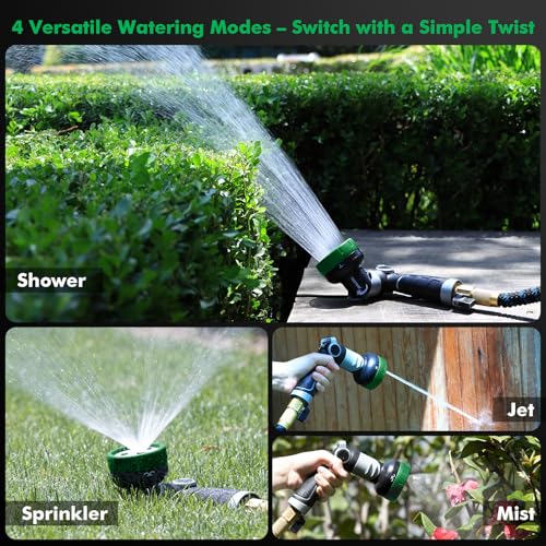 RESTMO Hose Nozzle and Lawn Sprinkler 2-in-1, Heavy Duty Garden Water Sprayer with 4 Patterns, High Pressure, Twist Control, Thumb Control, Great for Outdoor Irrigation, Watering and Washing, Green by Restmo - Image 4
