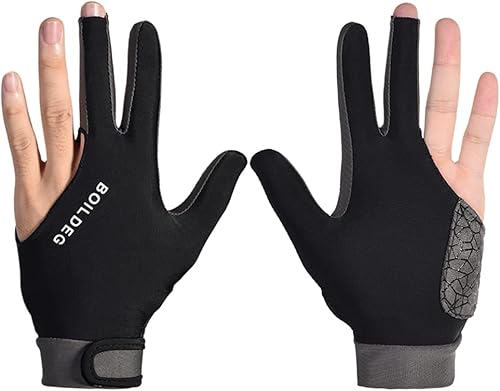 Miniatura 5 de Inteable - Guantes de billar antideslizantes y transpirables, guantes deportivos de 3 dedos súper elásticos para mano izquierda o derecha, talla L,