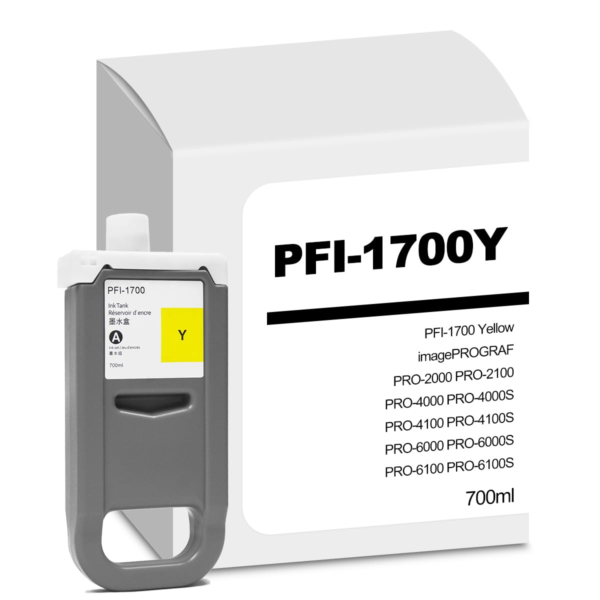 Amazon.com: Compatible PFI-1700Y Ink Cartridge Yellow 700ml  