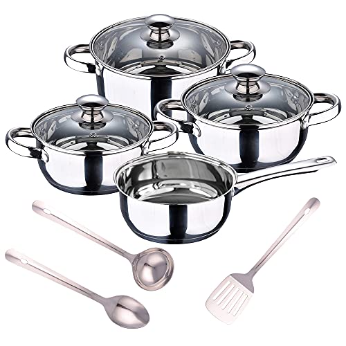 San Ignacio Batería de cocina 7 piezas en acero inoxidable + Set 3pcs Utensilios de cocina en...