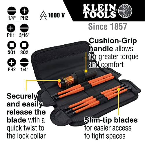 Klein Tools 32288 Insulated Screwdriver, 8-In-1 Screwdriver Set & 80045 Screwdriver And Nut Driver Tool Kit, Includes Magnetic 11 In 1, Multi-Bit Stubby And Electronics Screwdrivers, 3-Piece #TOP2