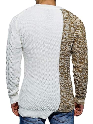 Taoliyuan Men's Pullover Sweaters Winter Ribbed Knitted Color Block Comfort Stylish Twisted Long Sleeve Sweater3
