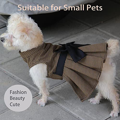 Pet Dresses For Small Dogs Cats Girl, Cute Princess Bowknot Dress Puppy Shirt All Weather Skirt Clothes Cat Apparel For Birthday Wedding Party Holiday (Xx-Small, Yellow&Black) #TOP3