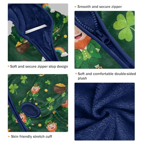 CHIFIGNO Cartoon Leprechauns Boys Zip up Jacket, Soft Light Fleece Jacket 3T3