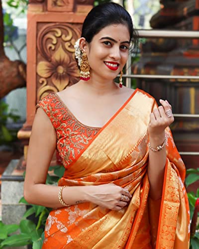 Anjaneya Sarees Kanjivaram Designer Banarasi Silk Saree With Blouse - Image 4