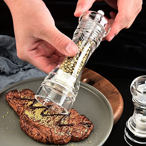 2 Pcs Salt And Pepper Grinder Mill Set Refillable,Acrylic Salt Pepper Grinder,Set Of 2 - Adjustable Ceramic Sea Salt Grinder & Pepper Grinder (Style2) #TOP4