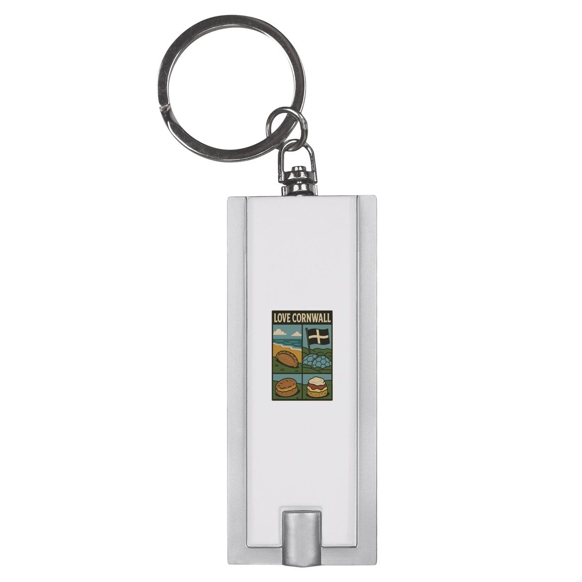 Azeeda 'Love Cornwall' LED Torch Keyring – Compact Pocket Flashlight with Keychain – Handy Mini Light for Bags and Keys (KT00043415)