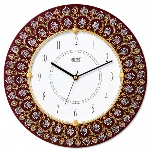 Image of Ajanta Quartz 16-Inch Round Wall Clock (41 x 41 cm) ? Premium Brown & Gold Royal Mandala Art Design | Decorative Ethnic Wall Watch with Tick-Tack Sound for Living Room, Home and Office