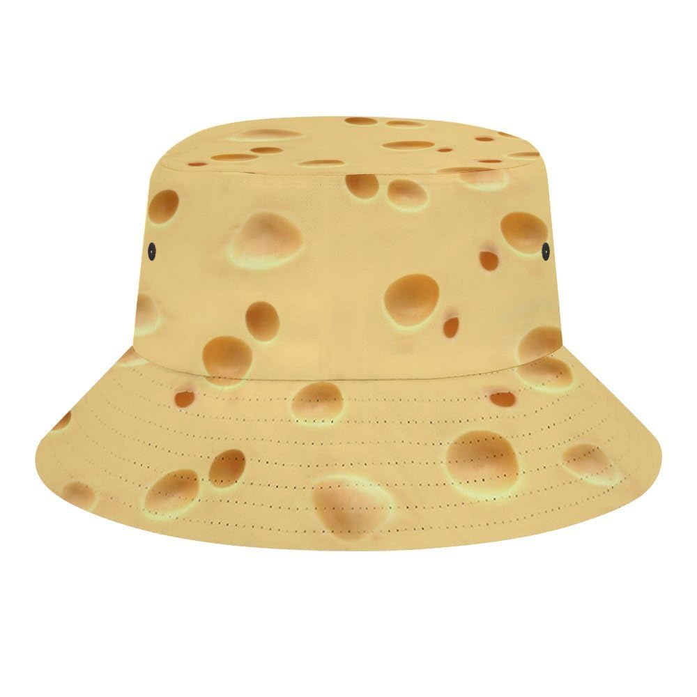 JopaJre Cheese Bucket Hat for Women Men Sun Cap Fisherman Hat Packable Beach Caps Travel Outdoor