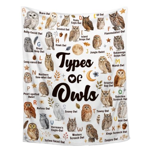 Owl Blanket,Types of Owls Blanket Owl Throw Blankets for Adults - image 1