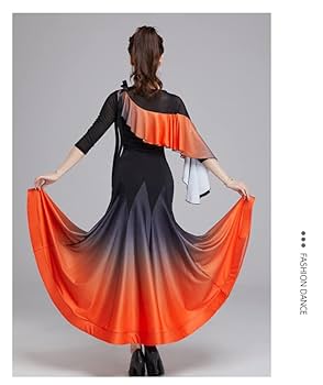 【美品　社交ダンス衣装】 グラデーションフレアスリーブドレス ダンス衣装 花舞グラデーションドレス 社交|ダンス衣装専門通販