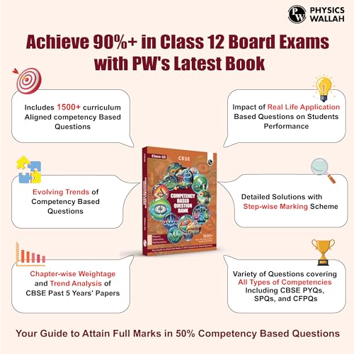 Image of PW CBSE Class 12 Competency Based Question Bank For Board Exam l Physics, Chemistry, Mathematics | 1500+ Real Life Application Based Questions | Aligned with CBSE SQP 2024-25 [Paperback] PW