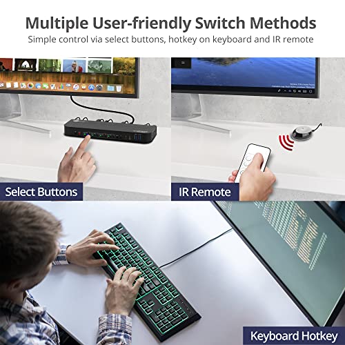 Siig 4-Port 4K Kvm Switch Displayport With Remote Control, Dp Or Hdmi Output, 2X Usb 3.2 Type-A Ports, Support Displayport 1.4/1.2, Edid Bypass, Compatible With Windows And Mac (Ce-Kv0D11-S1) #TOP4