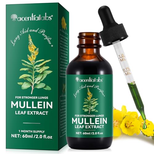 Mullein Leaf Drops Königskerzenblatt-Tropfen | Kraftvoller Königskerzenblatt-Extrakt | Lungenreinigung | Reiner Königskerzenblatt-Extrakt | Vegetarisch - 60ml