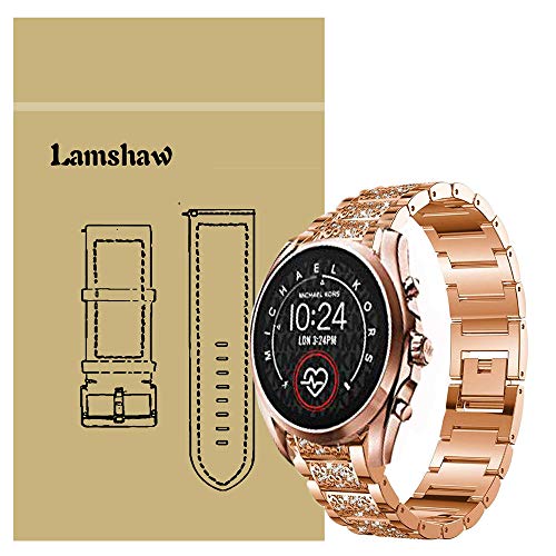 LvBu Armband Kompatibel mit Michael Kors Bradshaw 2, Classic Edelstahl Uhrenarmband für Michael Kors Access Gen 5 Bradshaw Smartwatch (Roségold)
