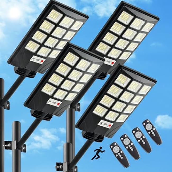 4pcs 600W Solar Street Lights Outdoor Motion Sensor Light