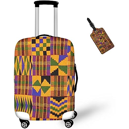 Allinterest Funda de equipaje con etiqueta de maleta, juego de 2 fundas de equipaje, funda elástica protectora lavable para equipaje, patrón africano, M