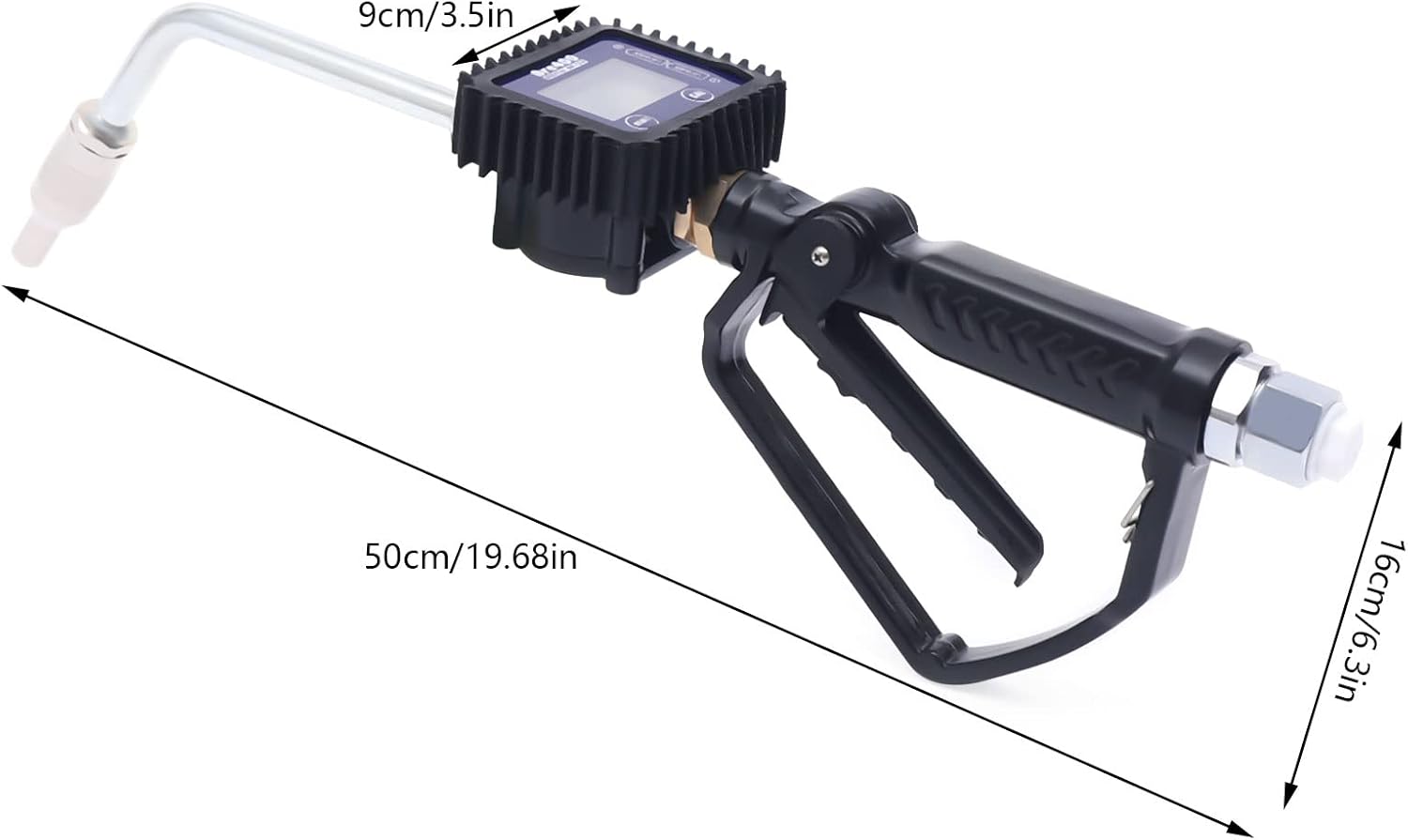 Digital Oil Control Valve Flow Meter Dispenser Nozzle, Heavy Duty Air Operated Electronic Oil Metering Gun 1/2 Inch Npt Inlet, Petrol Motor Oil Fluid Dispenser (Black)