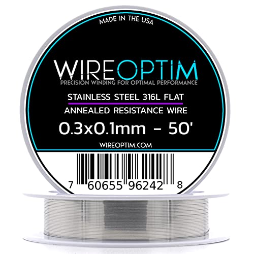 WIREOPTIM - 0.3mm x 0.1mm - Stainless Steel 316L Resistance Wire – 50 Feet