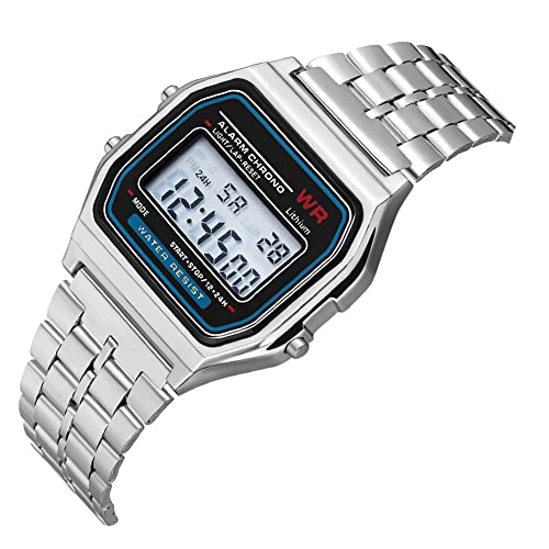 Montre-bracelet numérique F91W Horloge électronique réglable d'entreprise avec accessoires SilverElectronics SilverElectronics