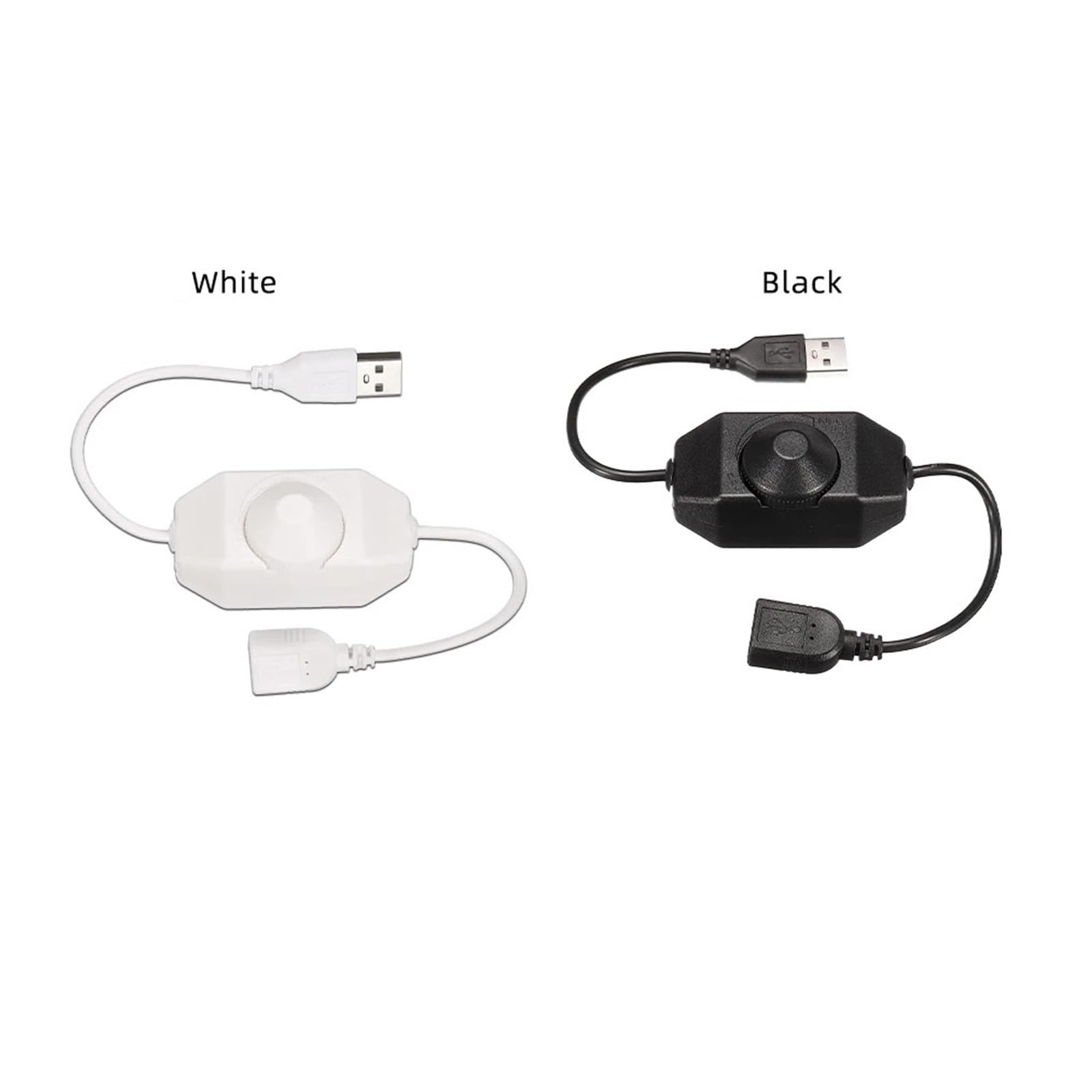 Interruttore dimmer a manopola LED 5V DC Cavo di prolunga USB femmina-maschio con controller rotativo Bianco Nero for striscia luminosa a LED(White)