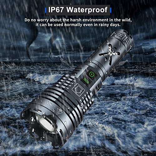 Gehavin Rechargeable Led Flashlights 150000 High Lumens,Xhp160.5 High Powered Flashlight Super Bright,Handheld Flashlight With Zoomable, 6 Modes,Waterproof For Emergencies And Camping,Dimgray #TOP7