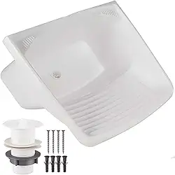 Tanque Plástico Lavar Roupas C/Sifão E Valvula Lavanderia 24l Cor Branco