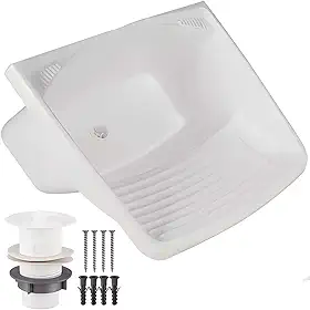 Tanque Plástico Lavar Roupas C/Sifão E Valvula Lavanderia 24l Cor Branco