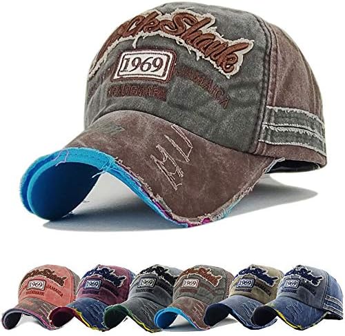 Yutdeng Men Classic Baseball Cap Unisex Distressed Baseball Caps Mens Vintage Trucker Hat Washed Cotton Adjustable Embroidery 1969 Baseball Hat Snapback Outdoor Sports Sun Hat