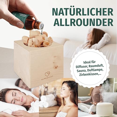 Alpenherz Zirbenöl 30 ml - 100% naturrein, ätherisches Zirbelkieferöl aus Österreich für Duftöl Raumduft Duftlampe Zirbenwürfel Diffuser Zirbe Lufterfrischer Zirbelkiefer Öl Geschenke