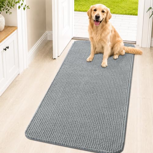 Image of OLANLY Dog Door Mat for Muddy Paws 47x24, Absorbent Chenille Mud Doormat