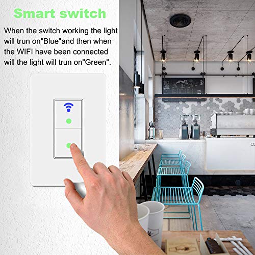 Smart Light Switch, Wifi Smart Double Switch Button, Compatible With Alexa And Google Home, Remote Control With Timing Funtion, No Hub Required,Smart Life App Provides Control From Anywhere #TOP6