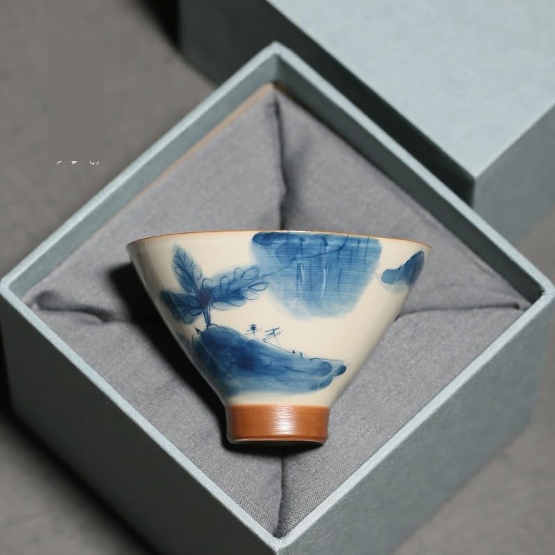 Infusor de Té Taza de té de viaje, taza de café de oficina, taza de té con paisaje pintado a mano, taza de té de cerámica china con color bajo esmaltado for maestros de Kung Fu en casa Tazas de Té(A)