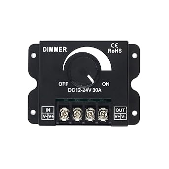 HiLetgo 2-in-1 LED Dimmer Switch 12V-24V 30A 360W Adjustable Voltage Regulator Brightness Controller for 5050 LED Strip Light