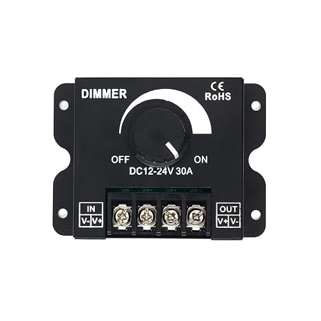 HiLetgo 2-in-1 LED Dimmer Switch 12V-24V 30A 360W Adjustable Voltage Regulator Brightness Controller for 5050 LED Strip Light