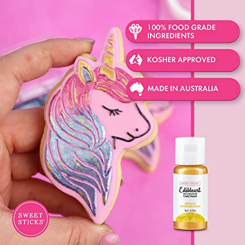 Image of Sweet Sticks Edible Art Decorative Cake Paint 0.5 Ounce (15 Milliliters), Metallic Sunkissed Gold