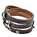 CELOKIY Women's Boho Brown Leather Wrap Bracelet with Brass/Bronze Lotus Flower Stack Trendy Jewelry