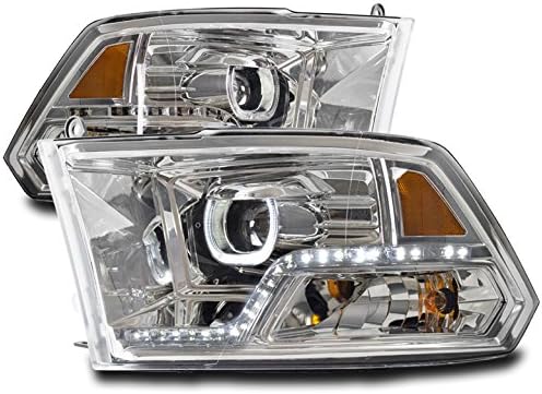 For 2009-2018 Dodge Ram 1500/2010-2018 2500 3500 DRL LED Halo Chrome Projector Headlights Headlamps Lamps