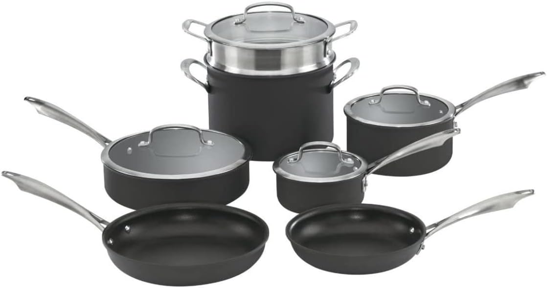 Cuisinart Juego de utensilios de cocina anodizado de 11 piezas, apto para lavavajillas, duro, negro