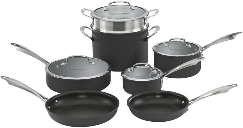 Cuisinart Juego de utensilios de cocina anodizado de 11 piezas, apto para lavavajillas, duro, negro