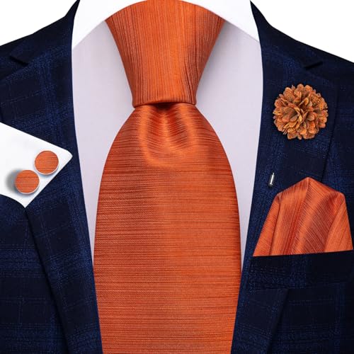 Image of Hi-Tie Men's Silk Ties Formal Woven Classic Necktie Pocket Square Cufflinks Lapel Pin Set Wedding Business