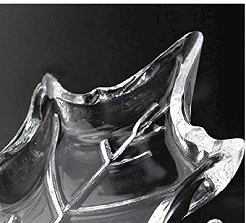 Image of CRIYALE Crystal Glass Fruit Plate Leaf Shape Glass Plate Bowl Dish Maple Leaf Shape Serving Tray Large Transparent Home Decoration Living Room- Pack of 1, 300 ml