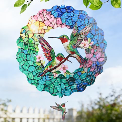 Wind Spinners Outdoor for Easter Day Gift, IDEA SHOW 12In Stainless Steel Wind Spinners Outside, 3D Kinetic Hanging Sculpture, Metal Garden Decor...
