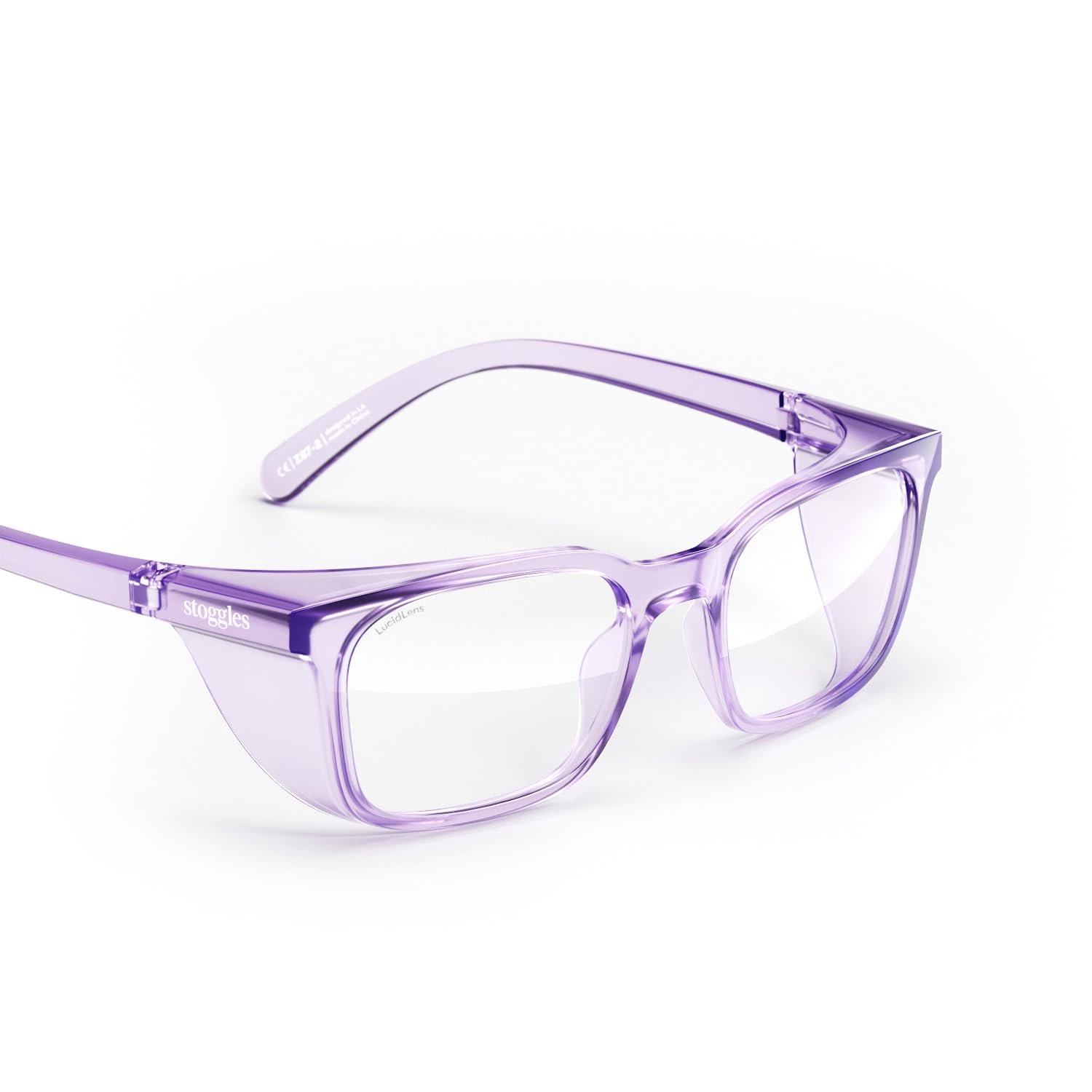 Stoggles Rectangle Z87.1 Certified Safety Glasses, Blue-Light, UV Blocking Lens, Top & Side Shield, Anti-Fog, Stylish Eyewear