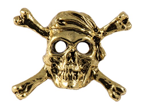 Creative Pewter Designs Pirate Skull & Crossbones 22k Gold Plated Lapel Pin, Brooch, Jewelry, AG167